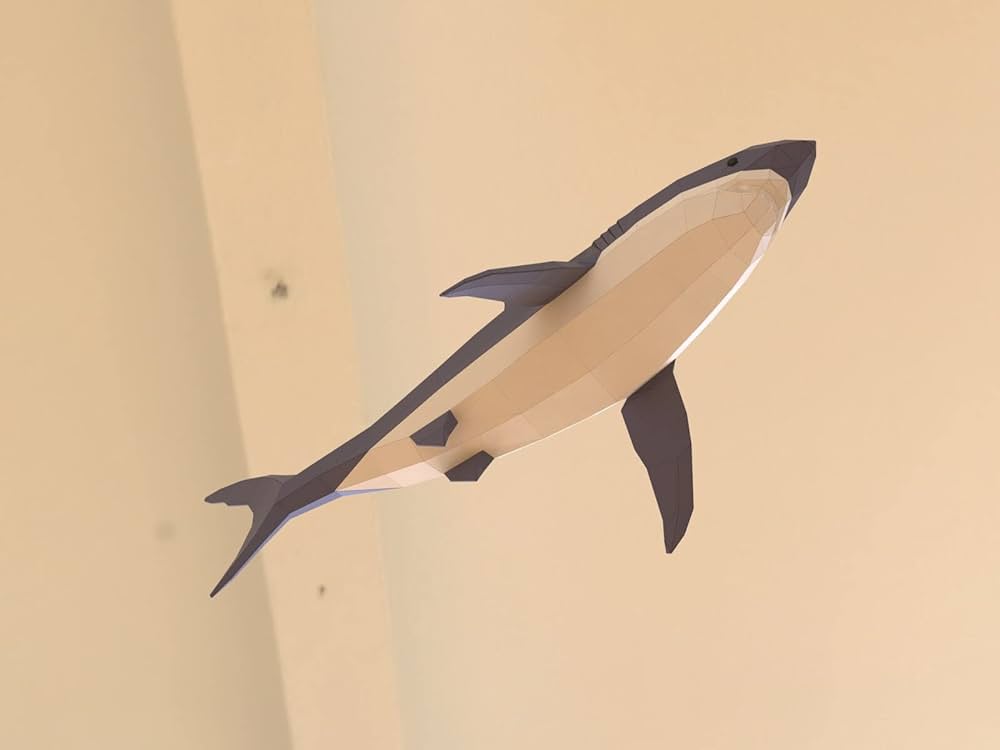 Shark paper sculpturepre