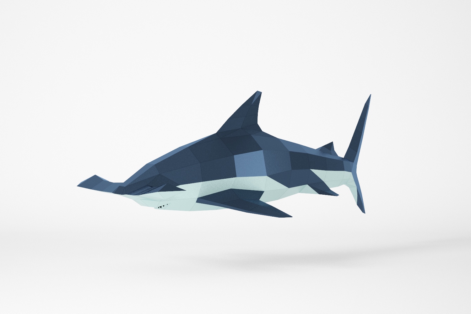 Shark hammer pdf template low poly diy sculpture