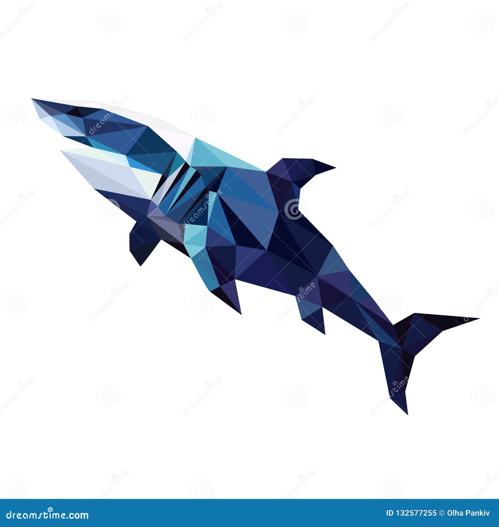 Low poly illustration of shark stock vector