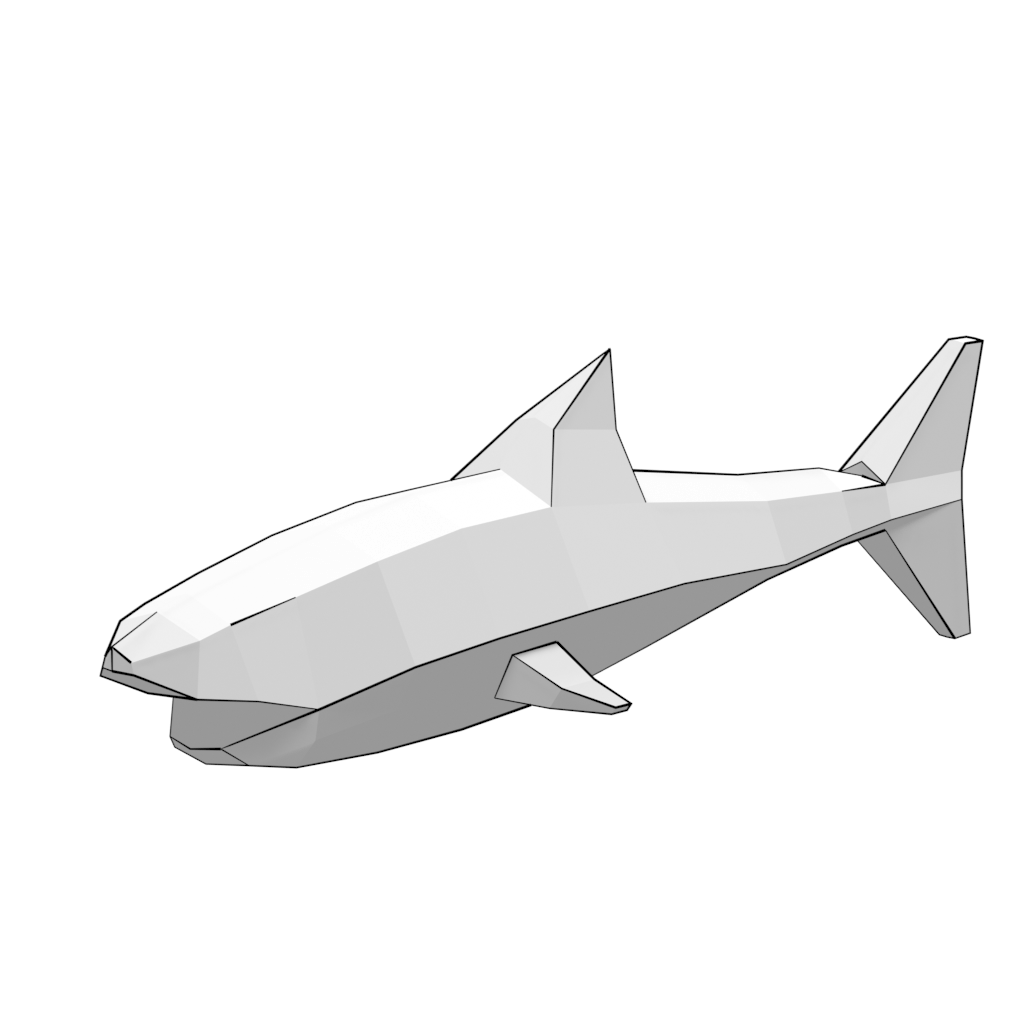 D papercraft model of swimming shark free printable papercraft templates