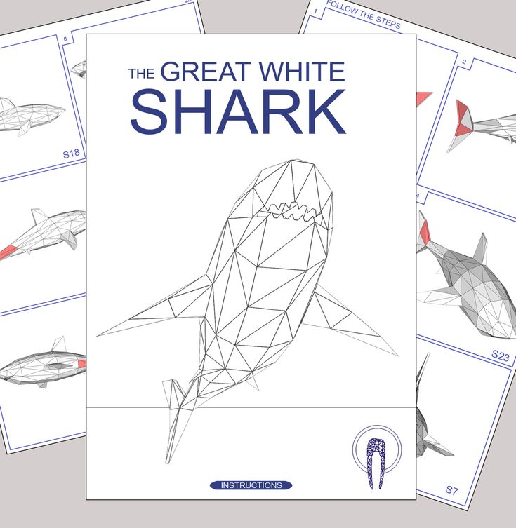 Xxl great white shark papercraft d papercraft build your own low poly paper sculpture pdf download diy gift wall decor home eburgami