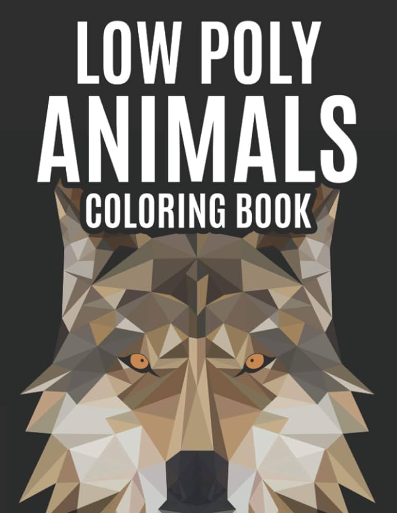 Low poly animals coloring book adult coloring pages with geometric animal patterns and designs relaxing illustrations to color books