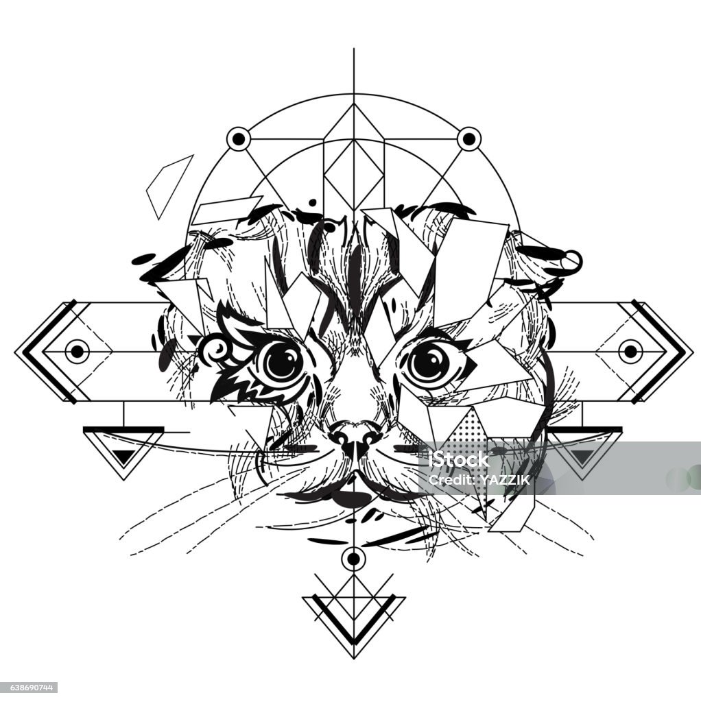Wolf head lowpoly sketch stock illustration