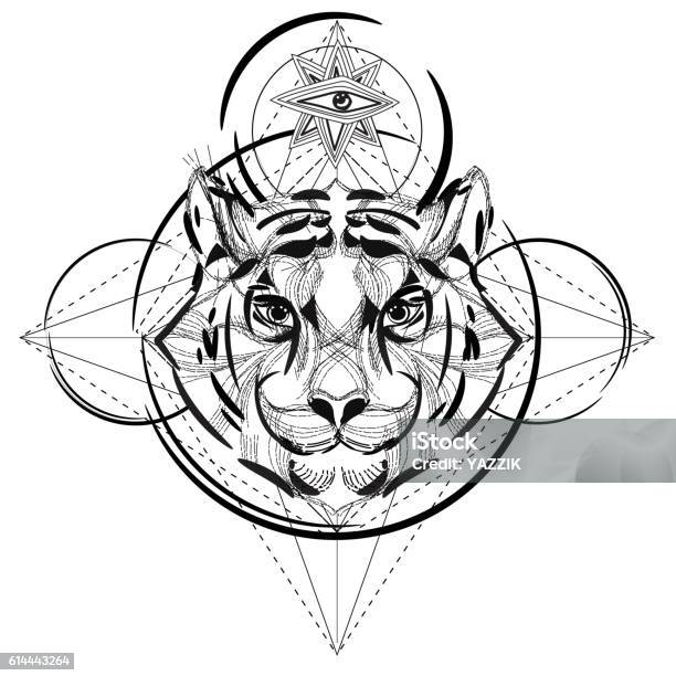 Wolf head lowpoly sketch stock illustration