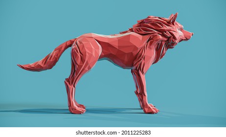 Wolf low poly papercraft d model stock illustration