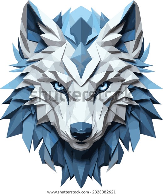 Polygonal wolf face logo d shapeangry stock vector royalty free