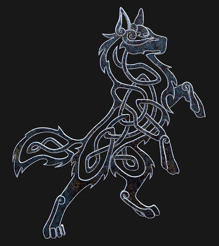 D model celtic wolf pendant vr ar low