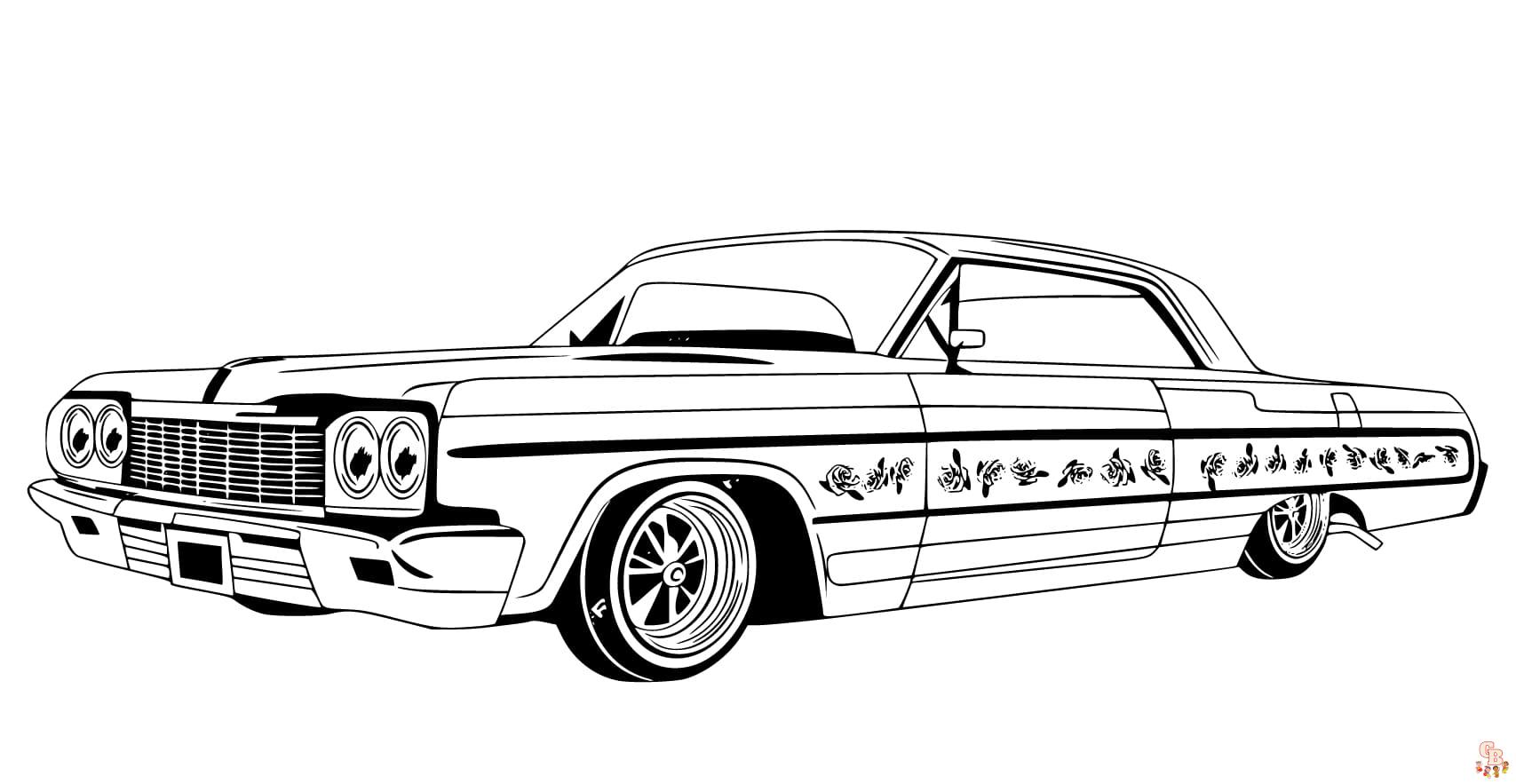 Printable lowrider coloring pages free for kids and adults