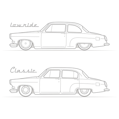 Classic low rider retro car vector image stock illustration
