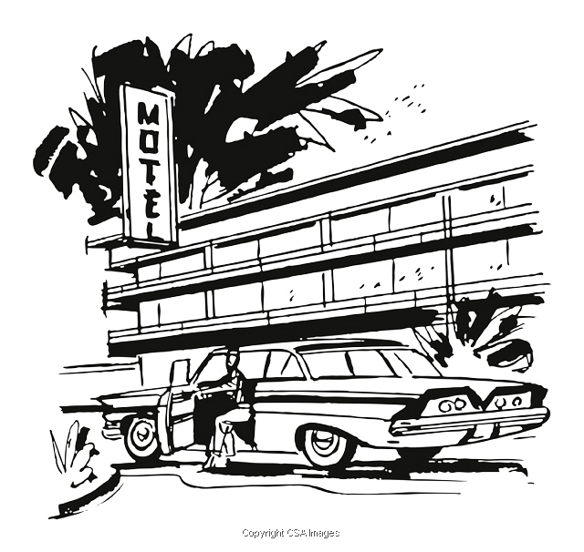 Man parking car in front of motel t csa images