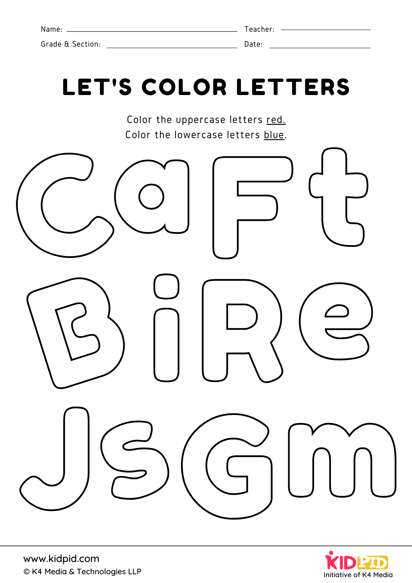 Uppercase and lowercase letters coloring printable worksheet