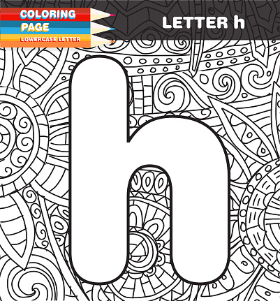 Lower case letter coloring page doodle stock illustration