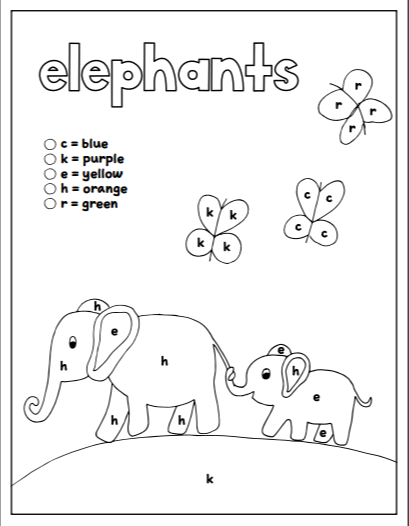 Color by letter coloring pages set letters c k e h r