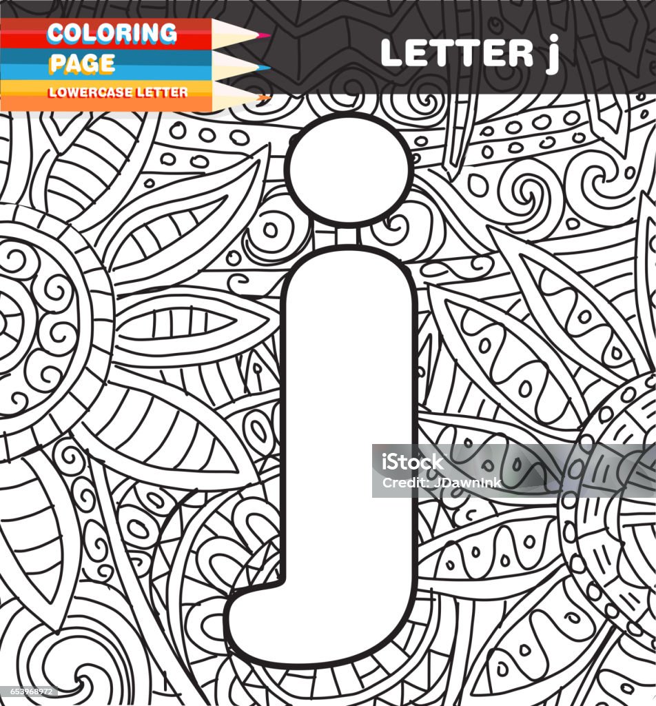 Lower case letter coloring page doodle stock illustration