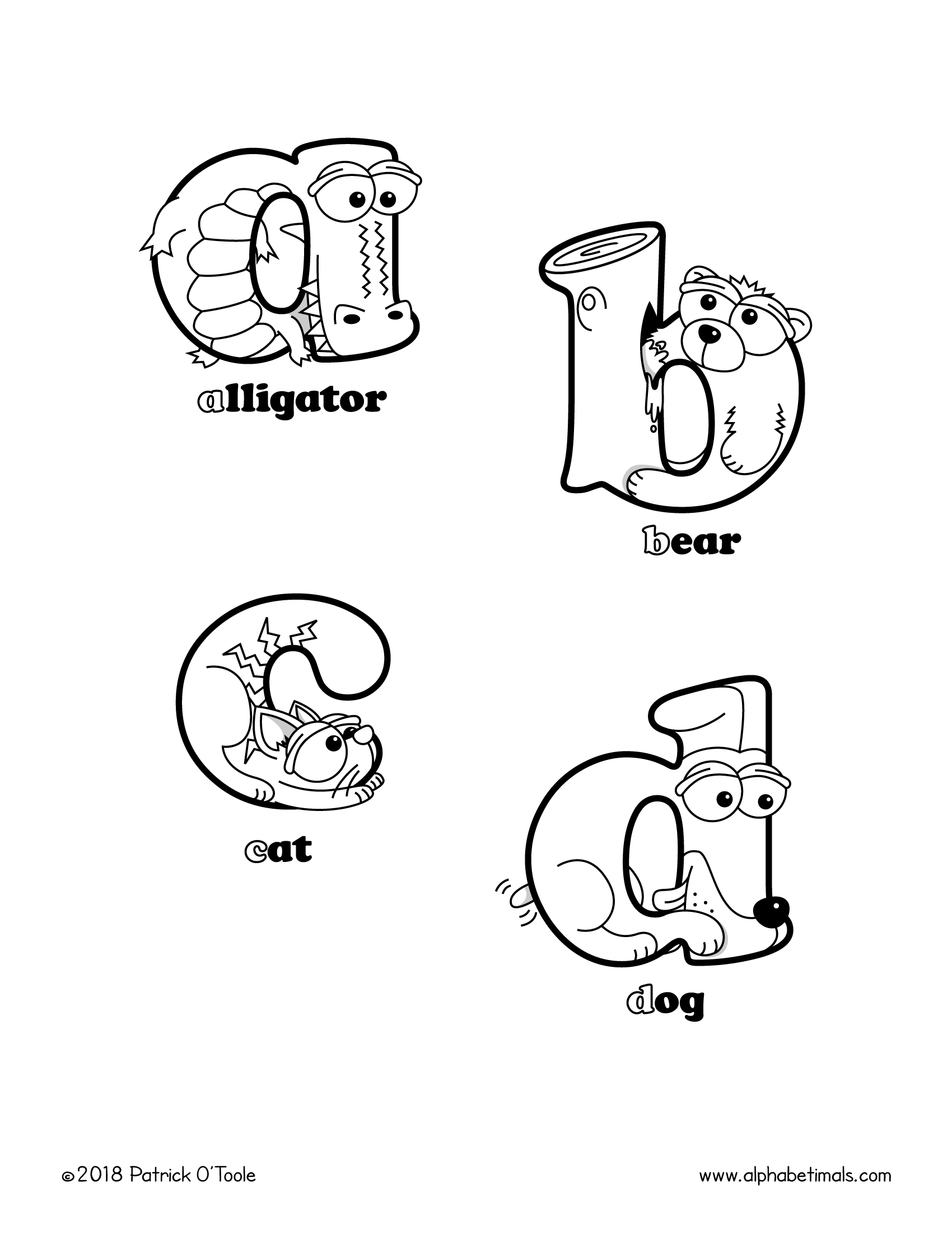 Printable coloring pages lowercase letters animals