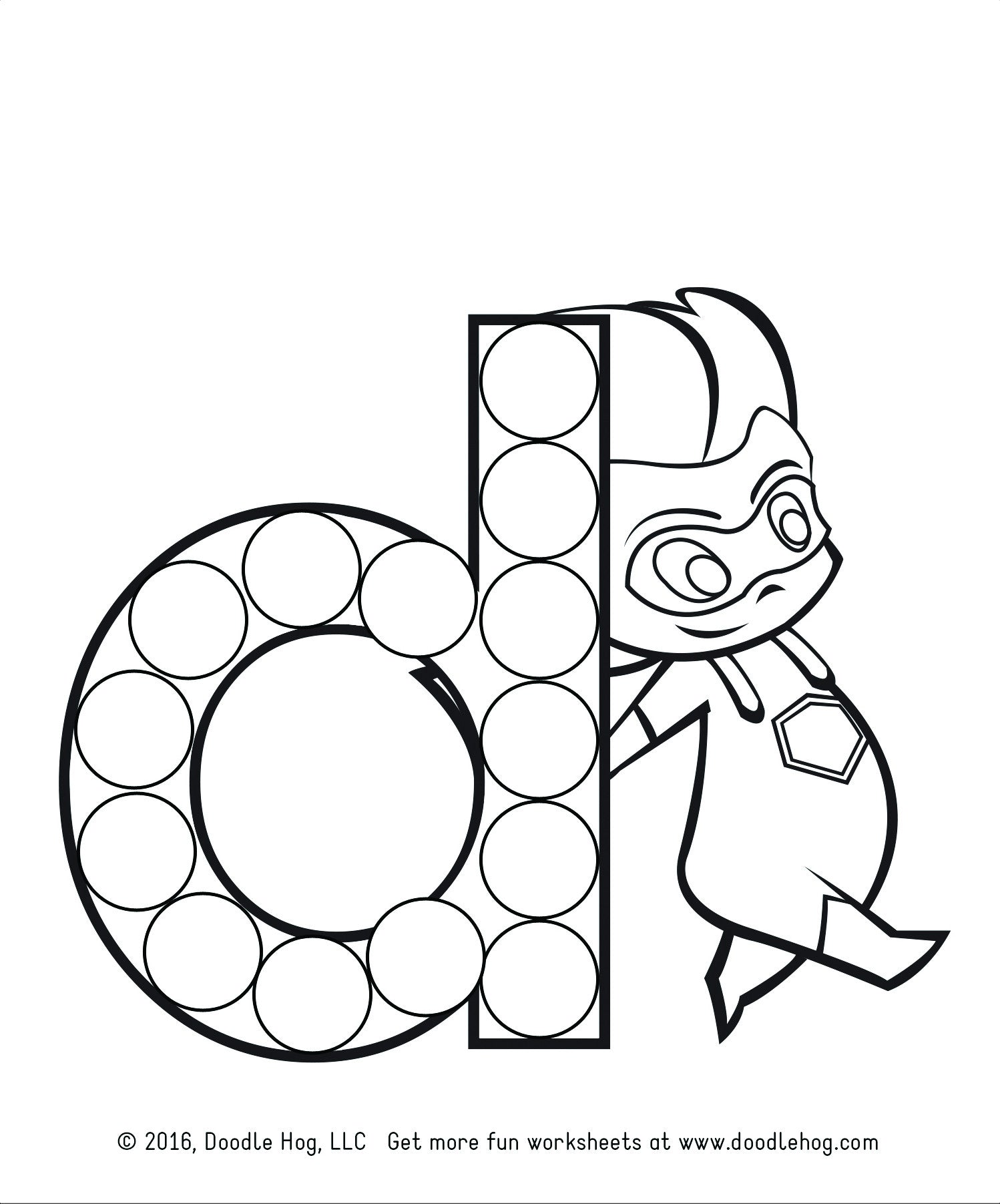 Free download lower case letter superhero alphabet dot worksheets â doodle hog