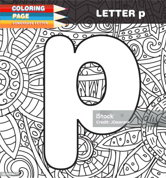 Lower case letter coloring page doodle stock illustration