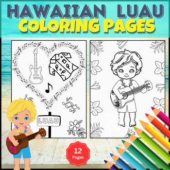 Hawaiian tropical luau party coloring pages