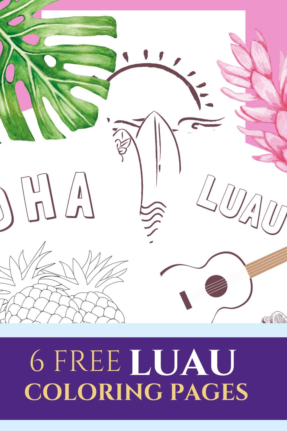 Free printable luau coloring pages for kids