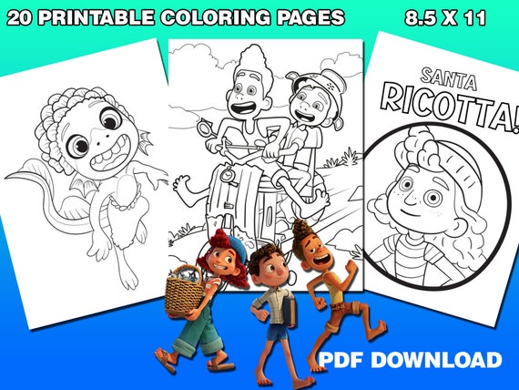 Luca coloring pages x coloring book digital graphic pdf instant download alberto