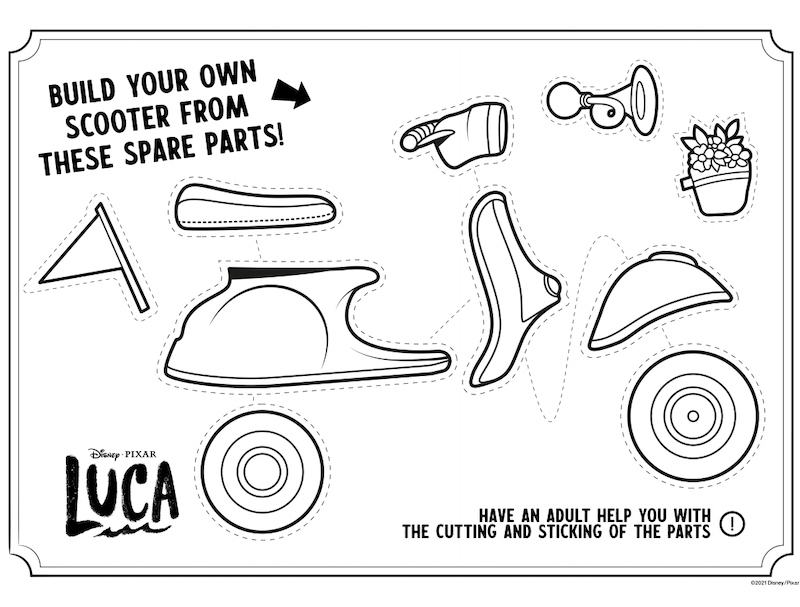 Luca coloring pages and activities