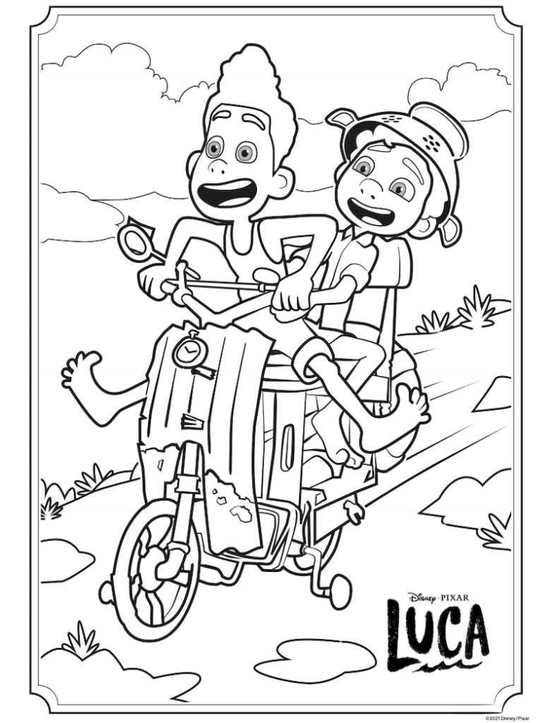 Luca coloring pages and activities
