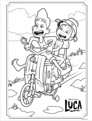 Printable disney luca coloring pages activity sheets