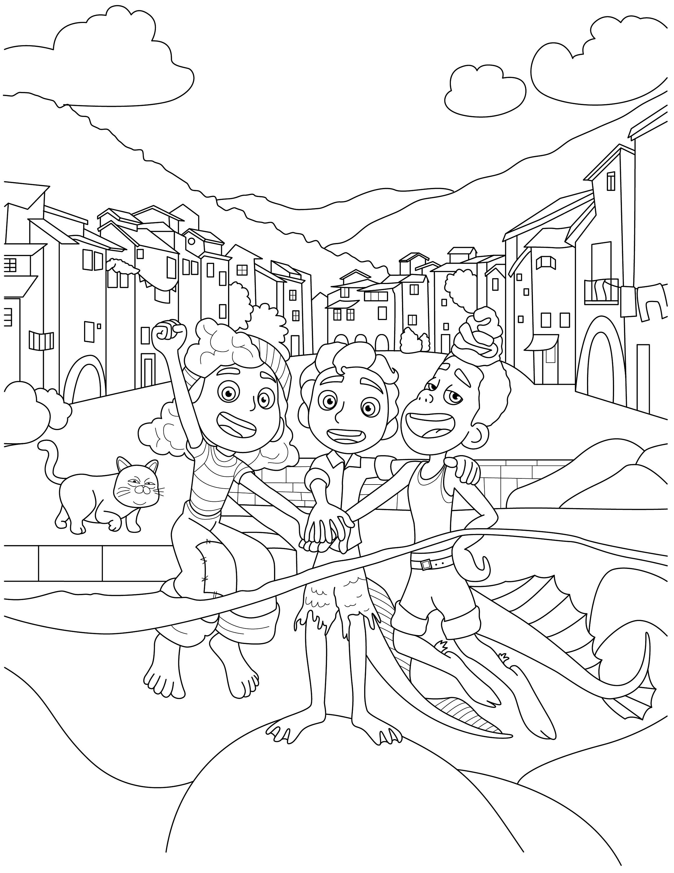 Luca coloring pages for kids printablegiulia alberto and luca pdf coloring pages for kids cartoon digital pdf file print and color download now