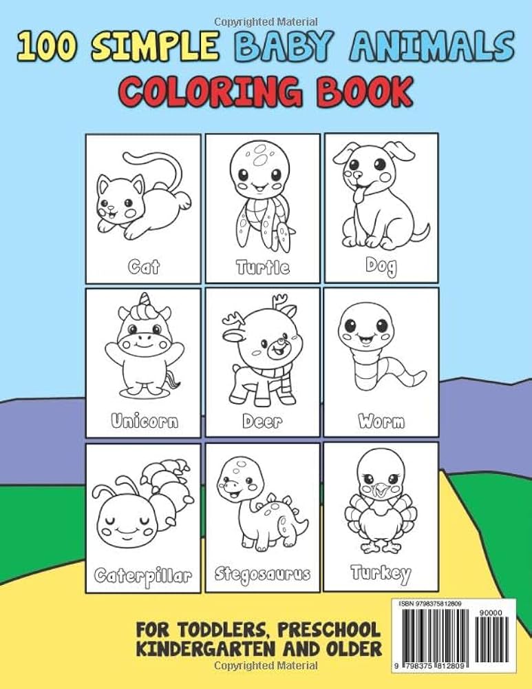 Simple baby animals coloring book big cute and easy educational coloring pages for toddlers preschool kindergarten and up including mammals reptiles birds fish insects and dinosaurs bunworth j books