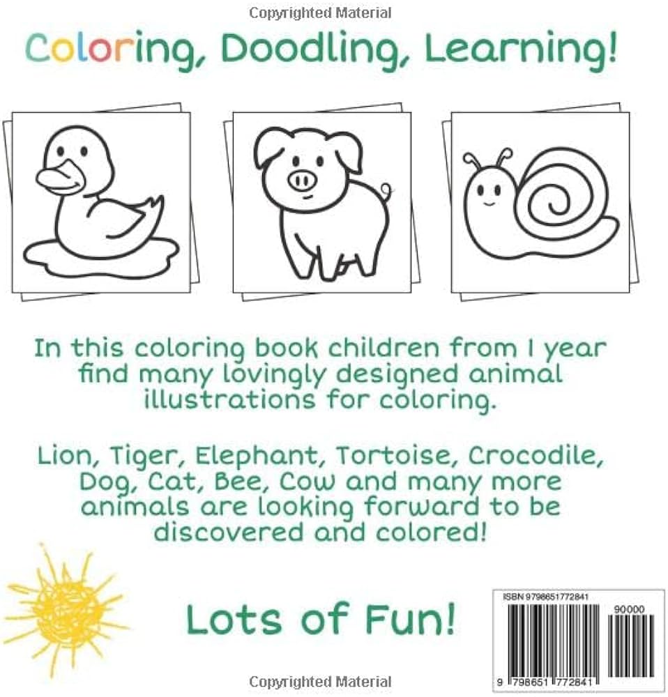 Coloring book animals for toddlers first doodling for children ages