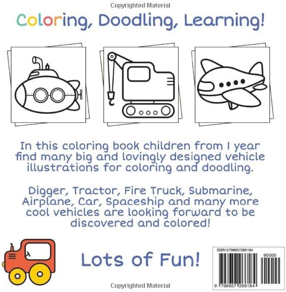 Coloring book vehicles for toddlers first doodling for children ages