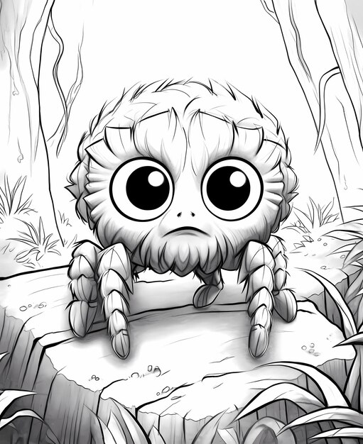 Premium ai image ecofriendly eightlegged friend coloring page of a cute sustainable spider