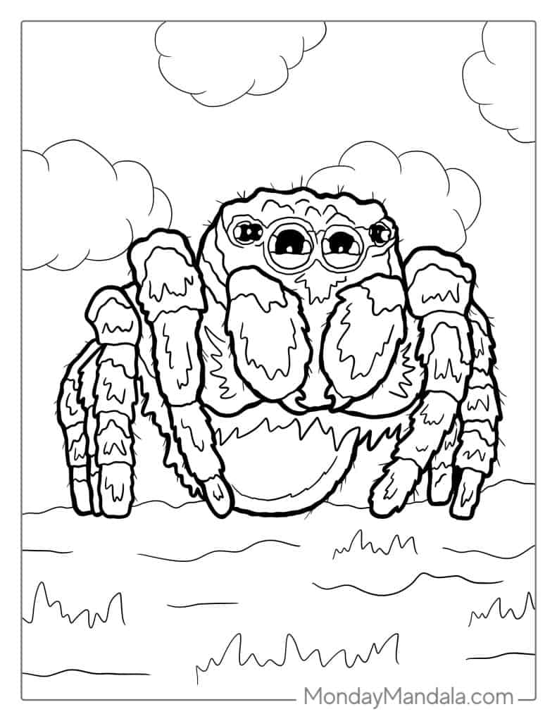 Spider coloring pages free pdf printables