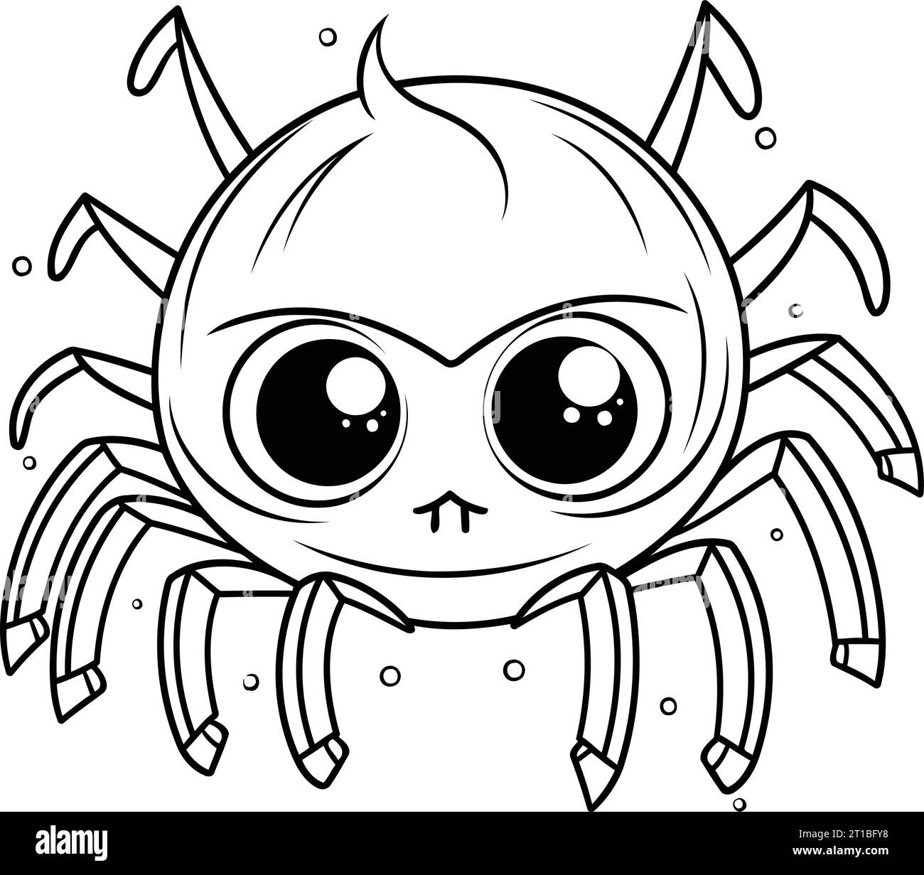 Cute spider insect cartoon vector illustration graphic design in black and white stock vector image art