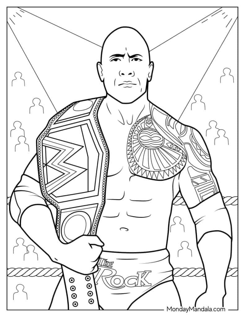 Wrestling wwe coloring pages free pdf printables