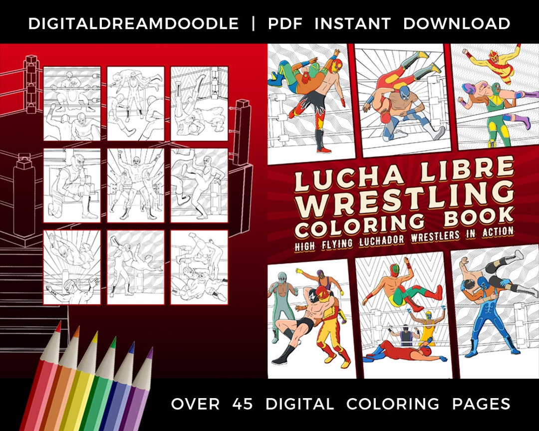 Lucha libre coloring book luchador coloring book lucha wrestling coloring book lucha wrestler coloring pages instant digital download