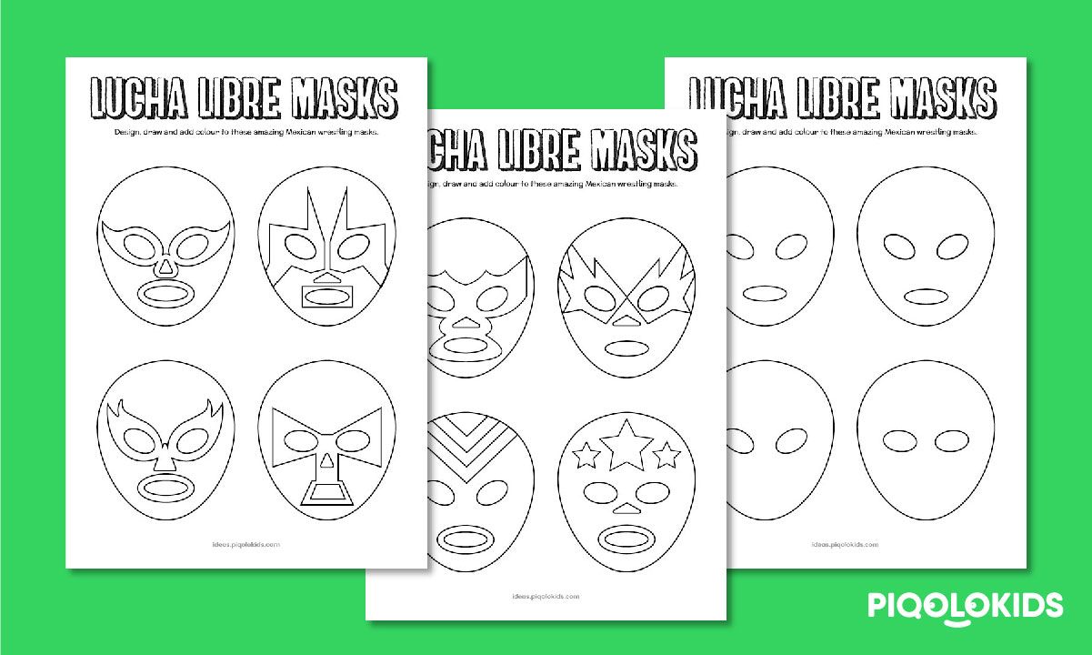 Design mexican wrestling masks creative printable worksheets for kids