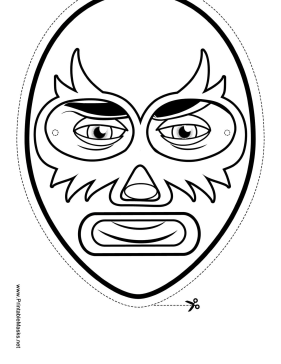 Printable elaborate wrestler mask to color mask