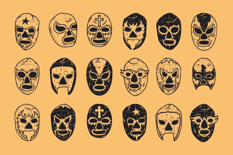 Lucha libre luchador mask doodle illustrations ft lucha luchador