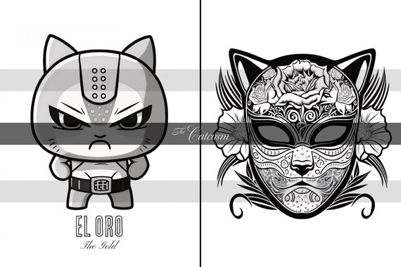 Lucha libre cats masked wrestlers coloring book for kids and adults printable pdf coloring book pages download now