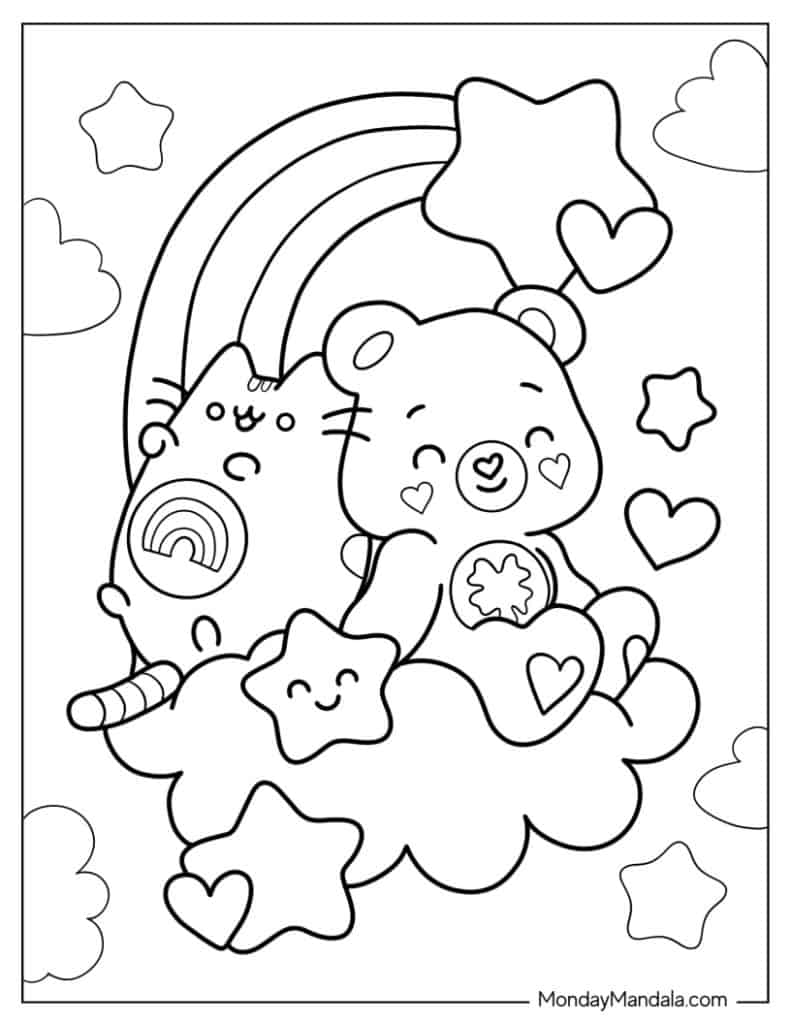 Care bears coloring pages free pdf printables