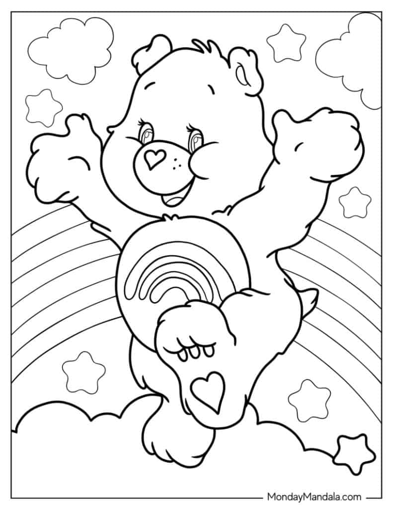 Care bears coloring pages free pdf printables