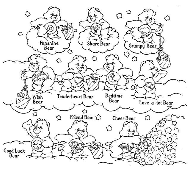 Care bears coloring pages printable for free download