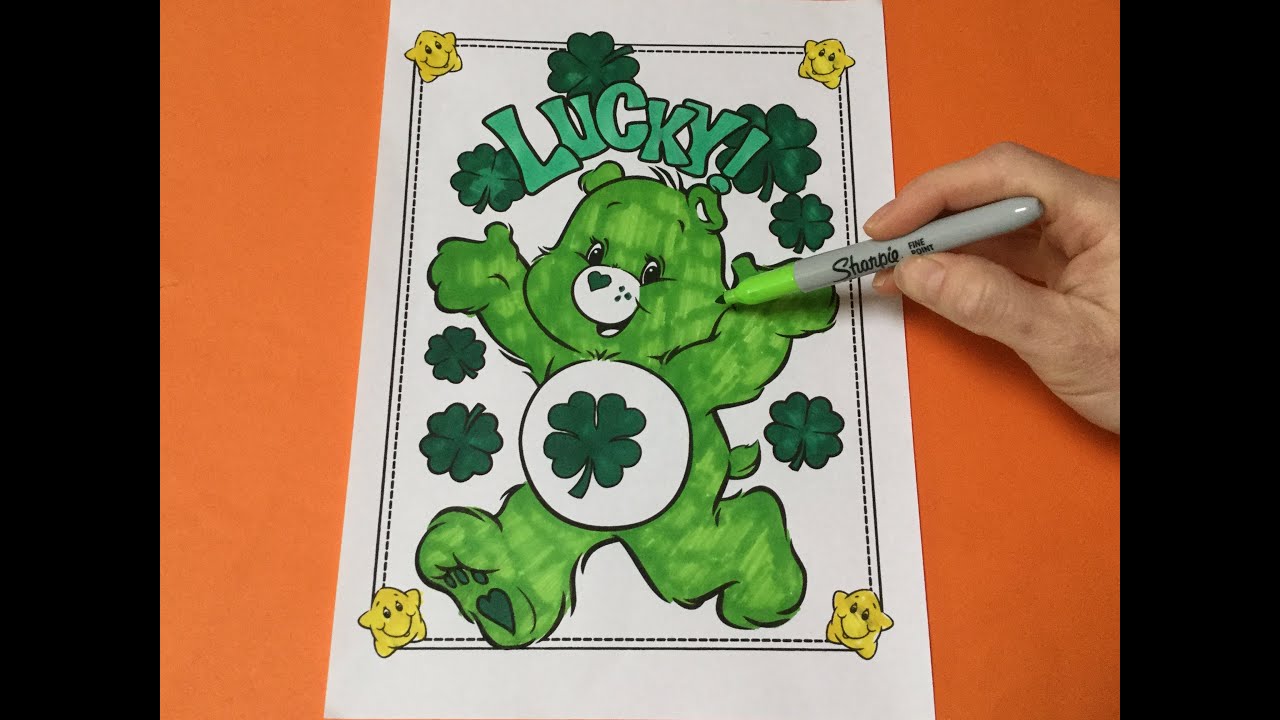 Lets color good luck bear care bear coloring pages kids coloring book