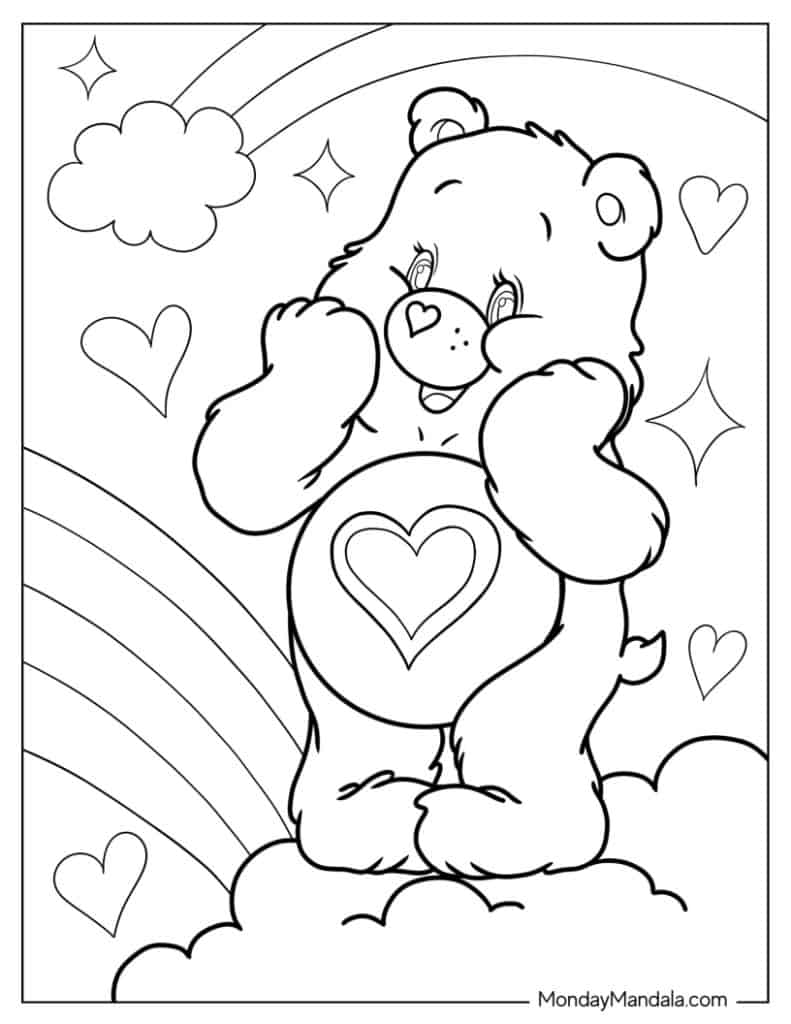 Care bears coloring pages free pdf printables