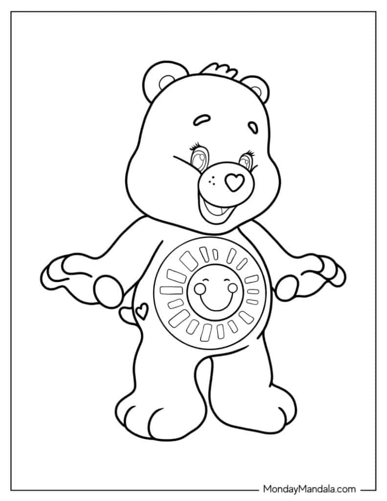 Care bears coloring pages free pdf printables