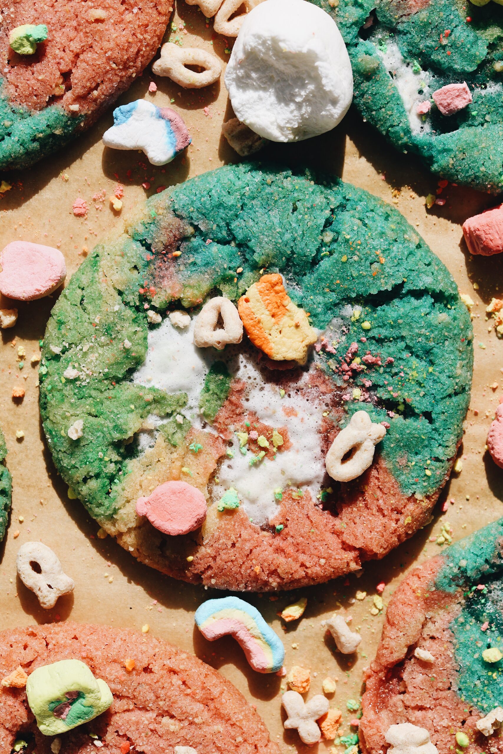 Rainbow lucky charms marshmallow stuffed cookies