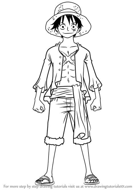 How to draw monkey d luffy full body from one piece