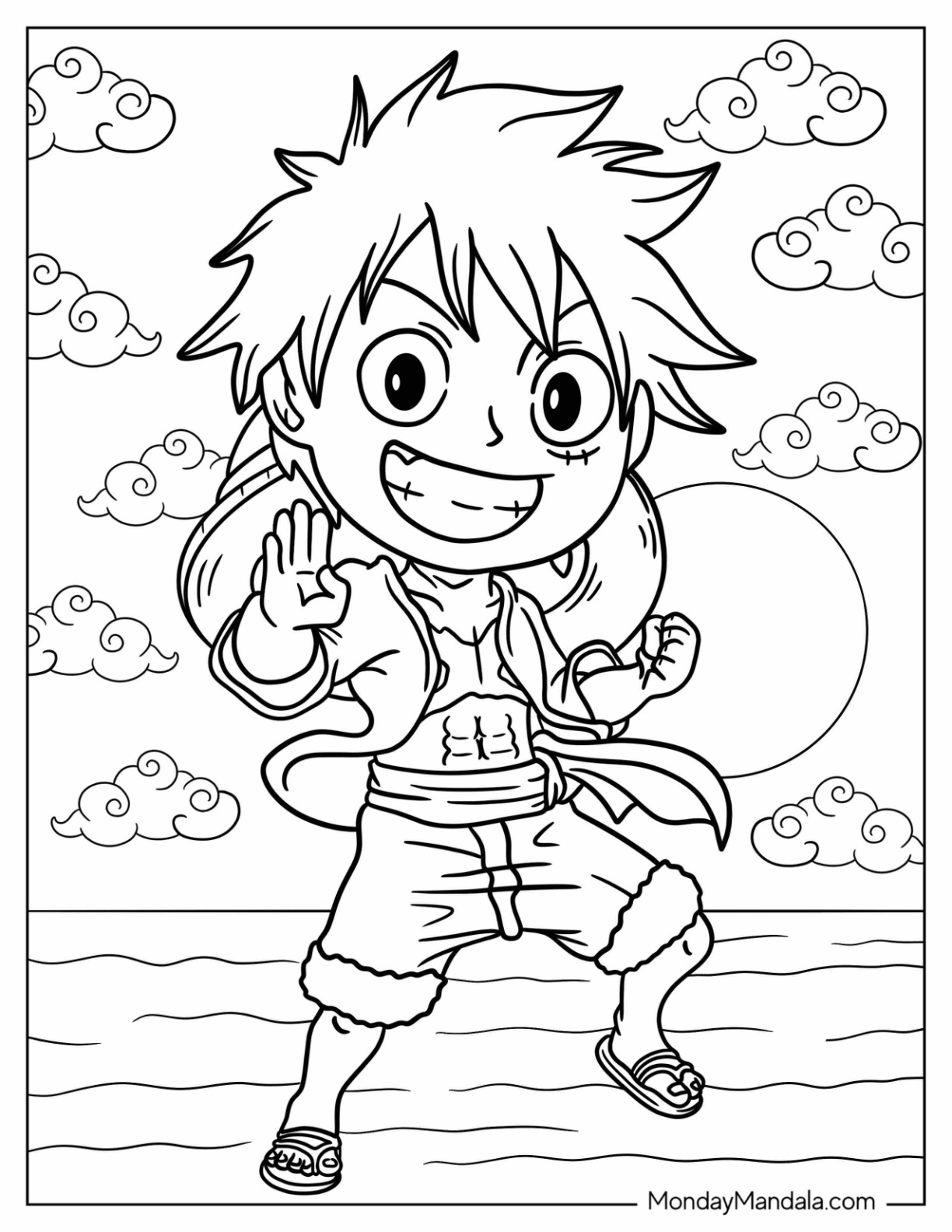 Luffy coloring pages free pdf printables