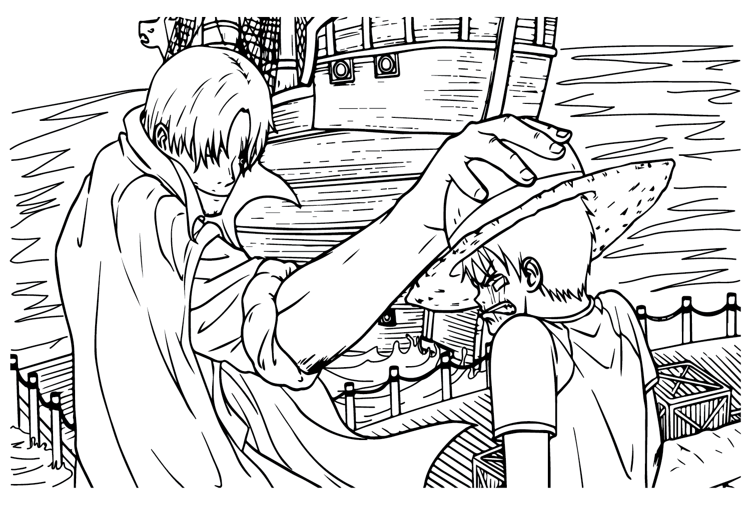 Shanks and luffy coloring page